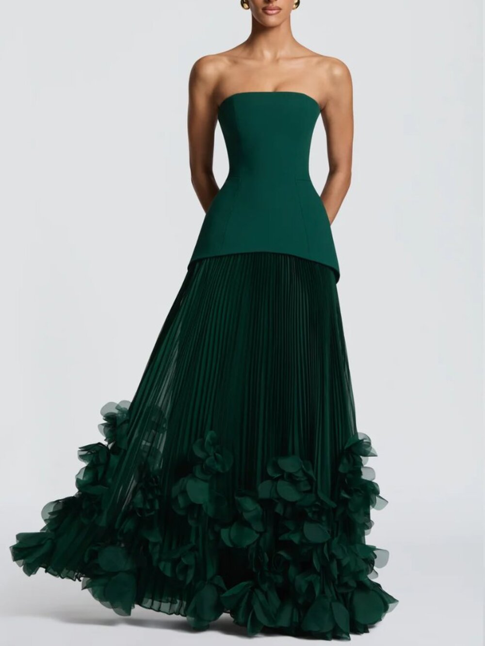 BabyBoo Seraphina Maxi Dress Gown Emerald Green Pleated Party Cocktail